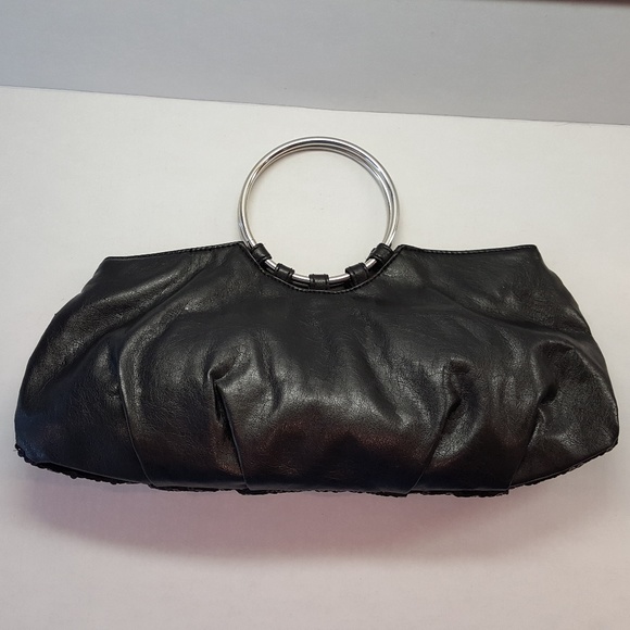 Chateau, Black Sequin Purse - Silver Round Handles - Picture 3 of 8